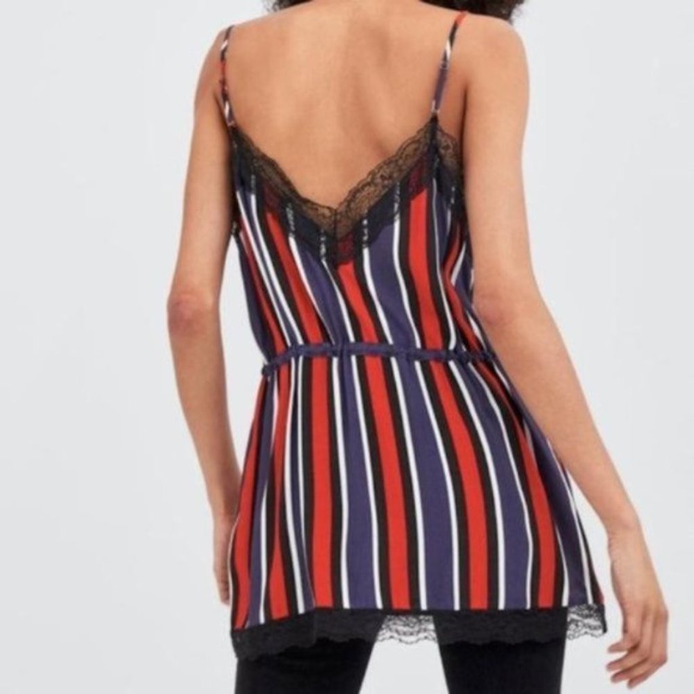 NWT Zara Stripe Drawstring Cami Tunic size XS - Picture 3 of 11
